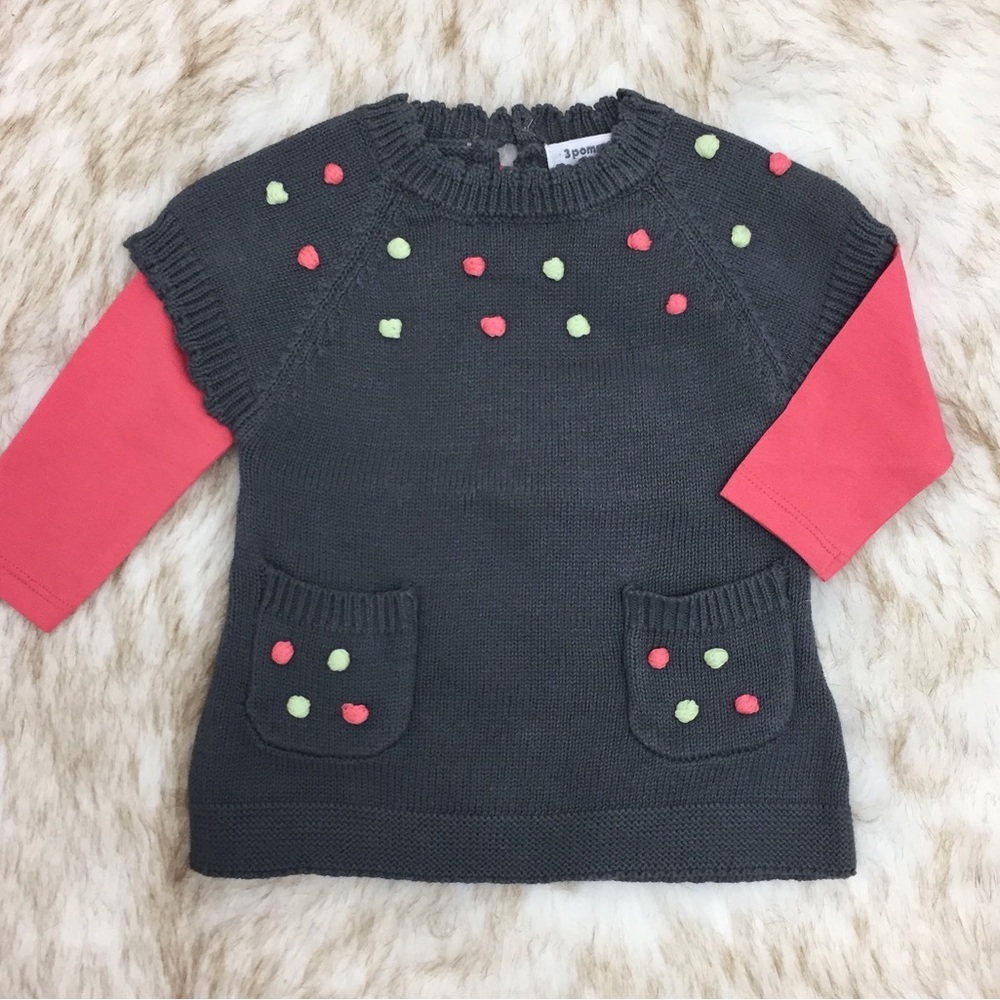 Sweater dress with underneath long sleeve top